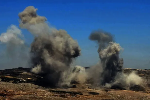 Smoke rises following Israeli airstrikes targeting the hills overlooking Nabatieh in southern Lebanon (DPA)