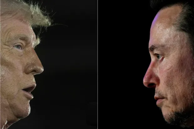 ABD Başkanı Donald Trump ve Elon Musk’ın fotoğraflarının yer aldığı bir kolaj, 6 Haziran 2025 (AFP)