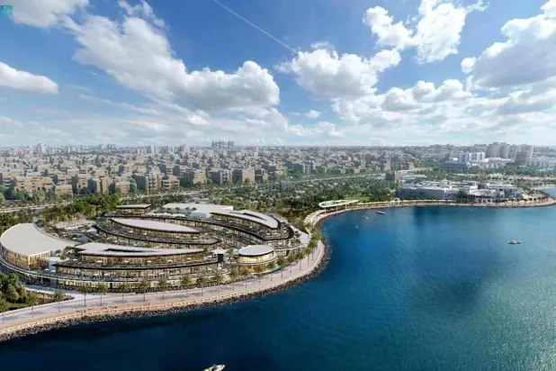 صورة جوية لجانب من الواجهة البحرية بمدينة الخبر في المنطقة الشرقية (واس)