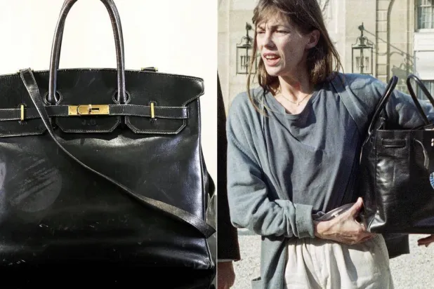 The "Birkin" bag and its owner. ALAIN JOCARD, Gilles LEIMDORFER / AFP
