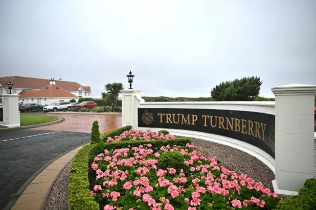 A general view of the Trump Turnberry hotel and golf resort in Turnberry, on the west coast of Scotland, on July 21, 2025. (AFP)