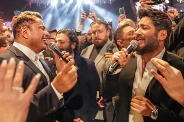 تامر حسني وعمرو دياب في إحدى الحفلات (إنستغرام)
