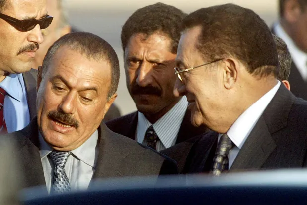 Saleh with Hosni Mubarak in 2003 (AFP) 