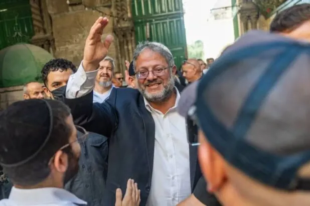 İsrail Ulusal Güvenlik Bakanı Itamar Ben-Gvir Mescid-i Aksa'da (İsrail Kanal 12 televizyonu)