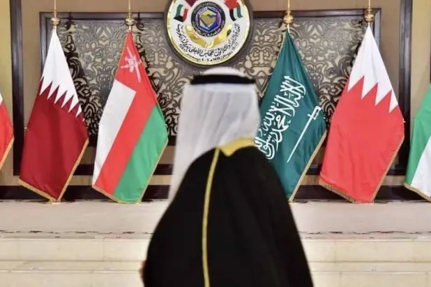 Flags of the Gulf Cooperation Council countries at an event (AFP)