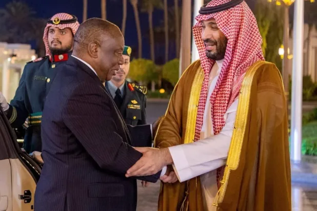Saudi Crown Prince welcoming President of South Africa in Jeddah, October 2022 (SPA)