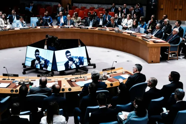 جانب من جلسة مجلس الأمن حول الوضع بغزة التي انعقدت في نيويورك الثلاثاء (رويترز)