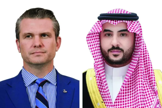 Suudi Savunma Bakanı Prens Halid bin Selman ve ABD'li mevkidaşı Pete Hegseth  (Şarku'l Avsat)