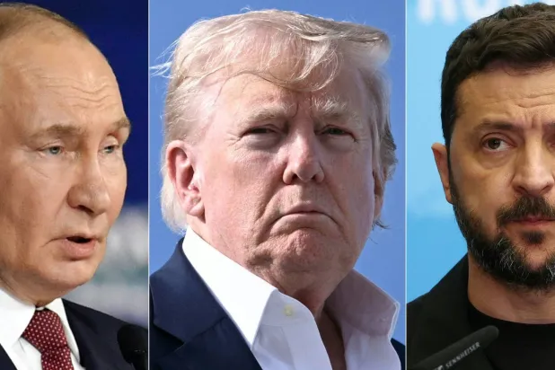 صورة تجمع ترمب وبوتين وزيلينسكي (أ.ف.ب)