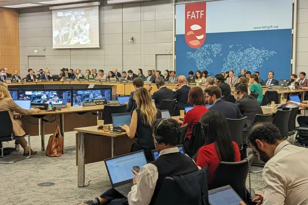 جانب من اجتماع لمجموعة العمل المالي (موقع «فاتف»)