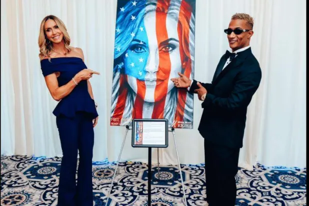 محمد رمضان مع لارا ترمب (صفحته على «فيسبوك»)