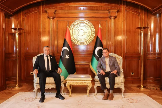 لقاء سابق بين الدبيبة وتكالة في يونيو 2024 (حكومة «الوحدة» الليبية المؤقتة)