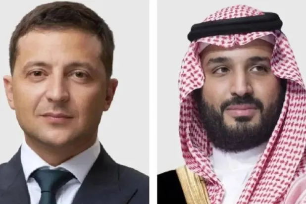 الأمير محمد بن سلمان والرئيس فولوديمير زيلينسكي (الخارجية السعودية)
