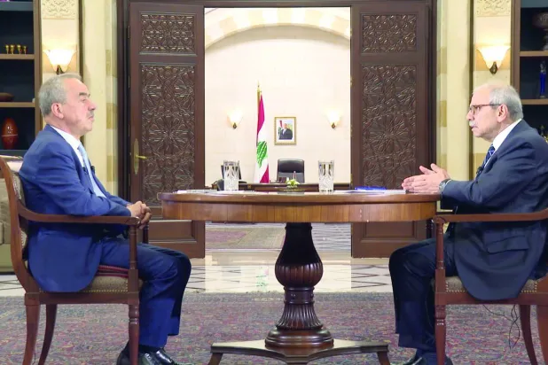 Lebanese Prime Minister Nawaf Salam sits down for an interview with Asharq Al-Awsat.  