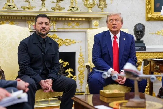 United States President Donald J Trump (R) meets Ukrainian President Volodymyr Zelenskyy in the Oval Office of the White House in Washington, DC, USA, 18 August 2025. (EPA)