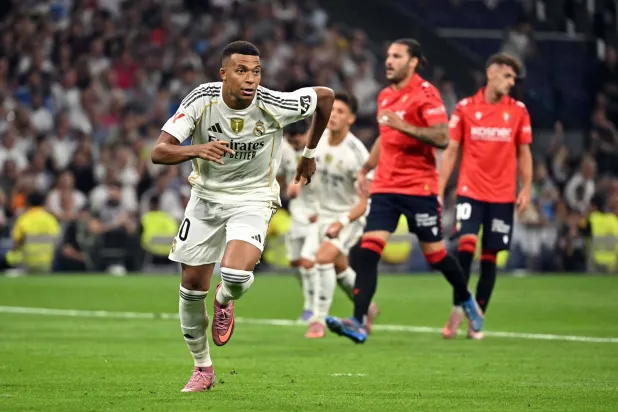 فرحة كيليان مبابي بهدف الفوز في مرمى أوساسونا (أ.ف.ب)