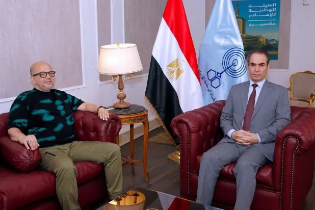 أحمد المسلماني وعمر طاهر والاتفاق على برنامج جديد لماسبيرو (الهيئة الوطنية للإعلام)