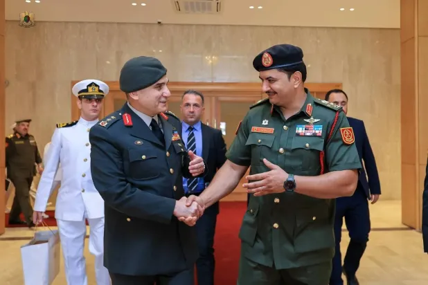 Saddam Haftar hosts a Turkish military delegation in Benghazi on Sunday. (LNA) 