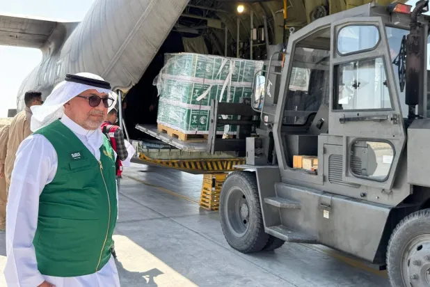 الطائرة الإغاثية السعودية الـ59 وصلت الثلاثاء إلى مطار العريش الدولي في مصر (واس)