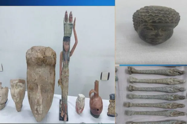 القطع الأثرية المضبوطة تعود لعصور قديمة مختلفة (وزارة الداخلية المصرية)
