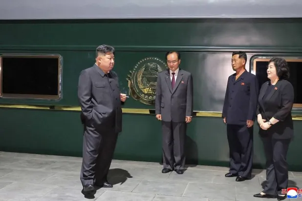  This picture taken on September 1, 2025 and released from North Korea's official Korean Central News Agency (KCNA) via KNS on September 2, 2025 shows North Korea's leader Kim Jong Un (L) as he departs from Pyongyang by special train to visit China. (KCNA via KNS / AFP)