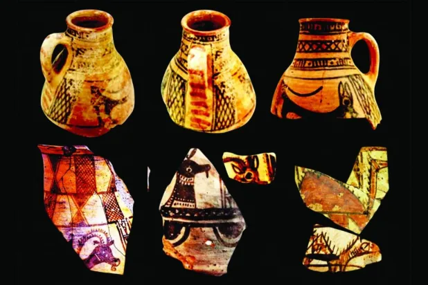 ست قطع فخارية من موقع واحة قُريّة في منطقة تبوك