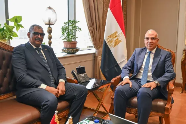 وزير الري المصري خلال استقبال نظيره السوداني في القاهرة الخميس (وزارة الري المصرية)
