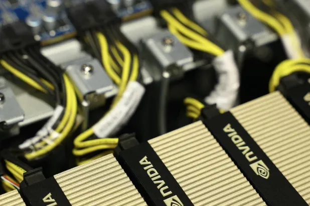 Jupiter is housed in a center covering some 3,600 meters (38,000 square feet) -- about half the size of a football pitch -- containing racks of processors, and packed with about 24,000 Nvidia chips, which are favored by the AI industry. Thomas SAMSON / AFP/File
