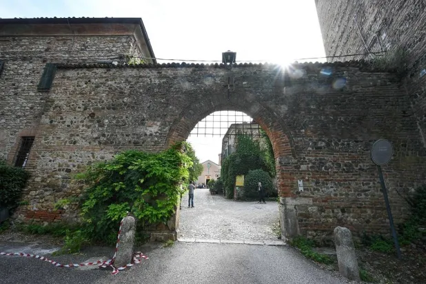 A photo shows a general view of the Church of San Martino before the funeral of late Italian fashion designer Giorgio Armani, in the village of Rivalta, in the outskirts of Piacenza, northern Italy, on September 8, 2025. (AFP)