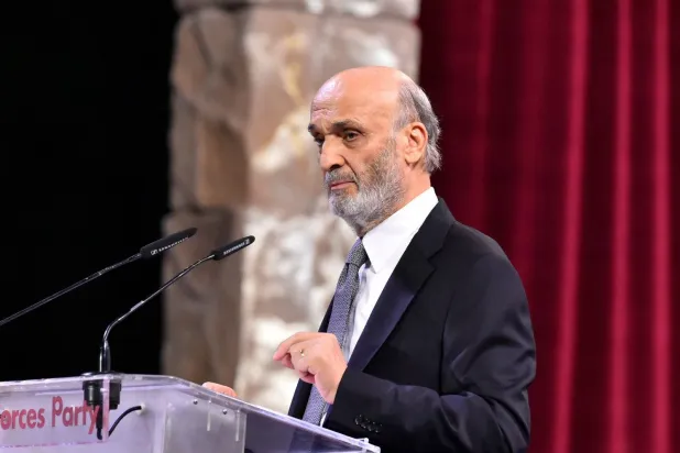 رئيس حزب «القوات اللبنانية» سمير جعجع في مناسبة إحياء «ذكرى شهداء» القوات اللبنانية (القوات اللبنانية)