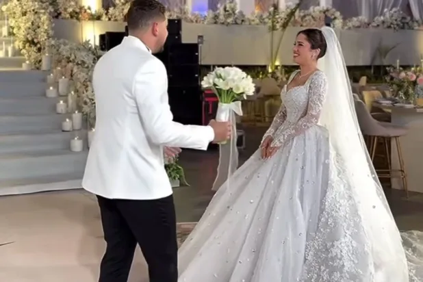 رنا رئيس في حفل زفافها (حساب زوجها بإنستغرام)