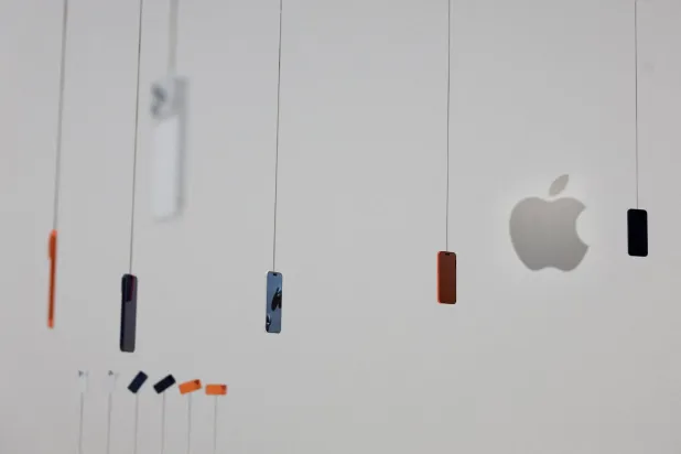iPhones on display during Apple's event at the Steve Jobs Theater in Cupertino, California, US September 9, 2025. REUTERS/Manuel Orbegozo