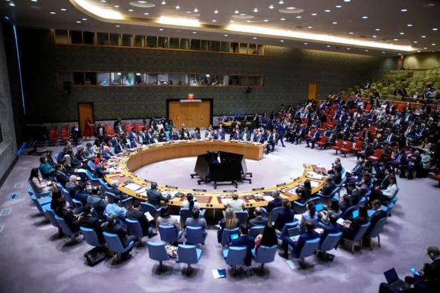 Qatar's Prime Minister and Minister for Foreign Affairs Sheikh Mohammed bin Abdulrahman bin Jassim Al Thani addresses to delegates during an emergency meeting of the United Nations Security Council, following an Israeli attack on Hamas leaders in Doha, Qatar, at UN headquarters in New York City, US, September 11, 2025. (Reuters) 