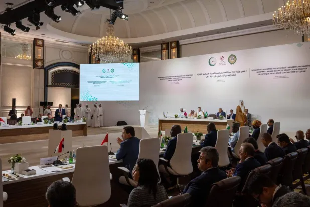 جانب من الاجتماع الوزاري العربي - الإسلامي في الدوحة (الخارجية السعودية)