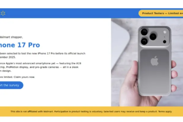 صورة لعملية احتيال تتضمن استطلاع رأي لتحصل على فرصة اختبار الـ«آيفون» الجديد (كاسبرسكي)