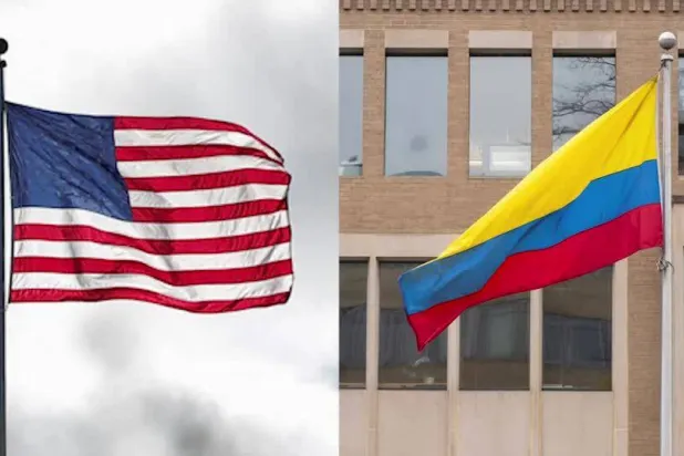 صورة تظهر علمي أميركا وكولومبيا (رويترز)