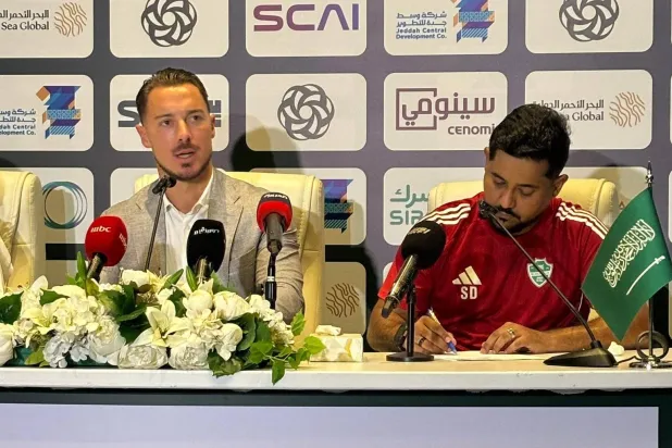 ماتياس يايسله خلال المؤتمر الصحافي (الشرق الأوسط)