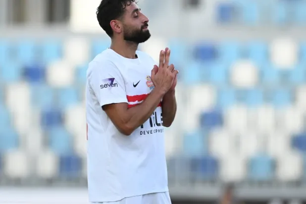 الدباغ لاعب الزمالك محتفلاً بهدفه (نادي الزمالك)