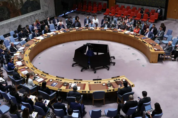 خلال جلسة لمجلس الأمن التابع للأمم المتحدة في مقر المنظمة بنيويورك... الولايات المتحدة - 18 سبتمبر 2025 (أ.ف.ب)