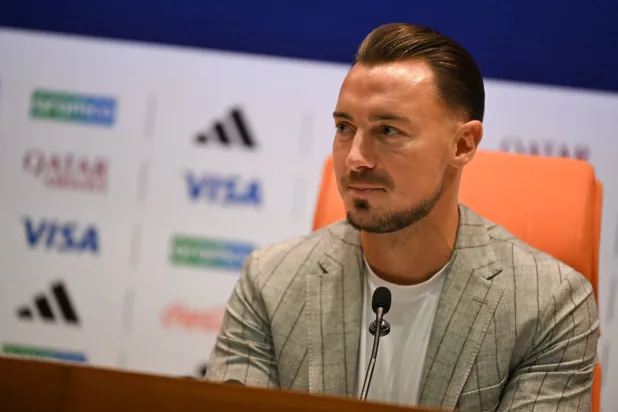 ماتياس يايسله خلال المؤتمر الصحافي (الشرق الأوسط)