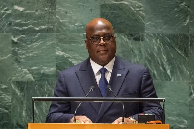 رئيس جمهورية الكونغو الديمقراطية فيليكس تشيسيكيدي خلال خطاب له أمام الجمعية العامة للأمم المتحدة (أرشيفية - الموقع الإلكتروني للأمم المتحدة)