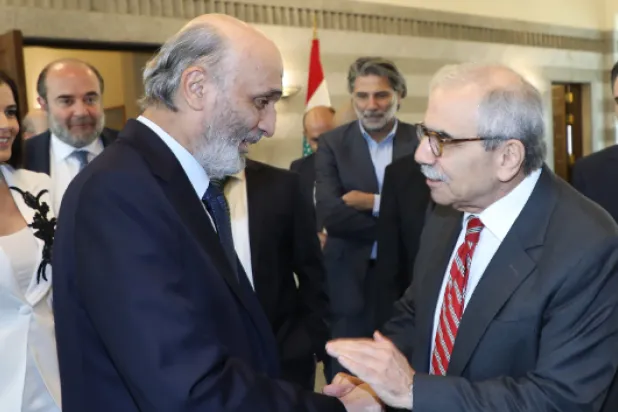 سلام يستقبل جعجع في السراي الحكومي ببيروت (الوكالة الوطنية)