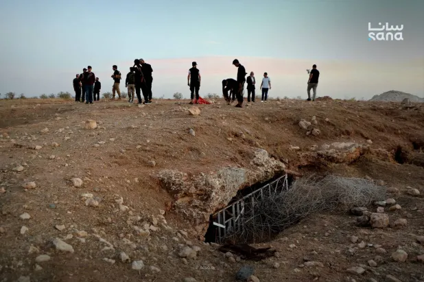 جانب من السجن المكتشف في حمص (سانا)