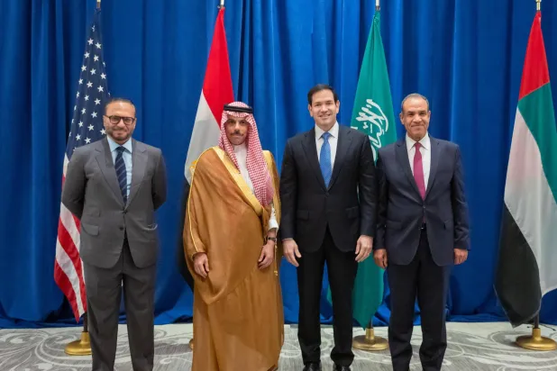 المشاركون في الاجتماع الرباعي بشأن السودان على هامش أعمال الجمعية العامة للأمم المتحدة الأربعاء (الخارجية السعودية)