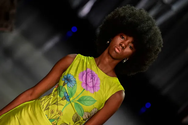 Models walk the runway during the Michelle Nassar collection show at Panama Fashion Week in Panama City on September 26, 2025. (Photo by MARTIN BERNETTI / AFP)