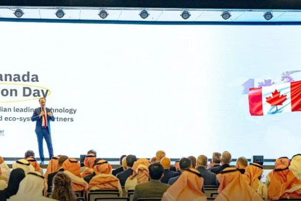 Canada’s Ambassador to Saudi Arabia, Oman, Bahrain, and Yemen participating in the Saudi-Canadian Innovation Day at King Abdulaziz City for Science and Technology (X).