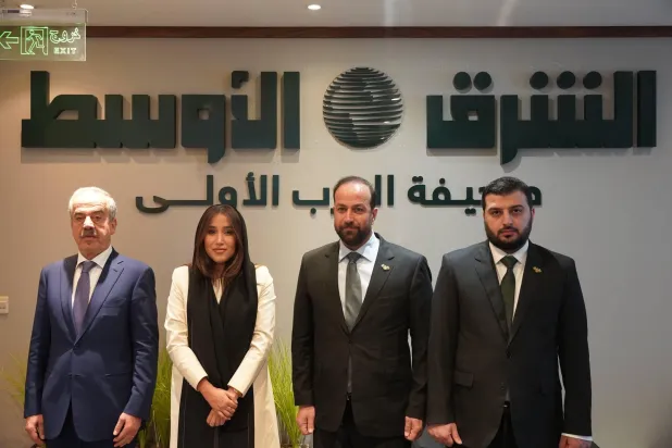 وزير الإعلام السوري لدى زيارته مكتب صحيفة «الشرق الأوسط» في الرياض (SRMG)