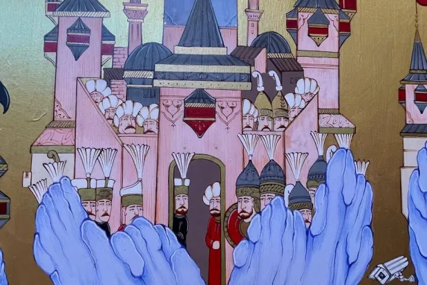 تفصيلة من عمل الفنان التركي هاليل التنديري (الشرق الأوسط)