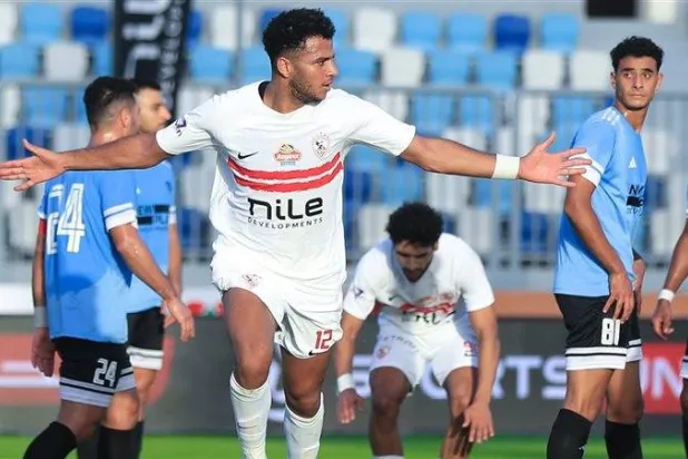 أحمد ربيع يحتفل بهدف التقدم للزمالك في المحلة (الدوري المصري)