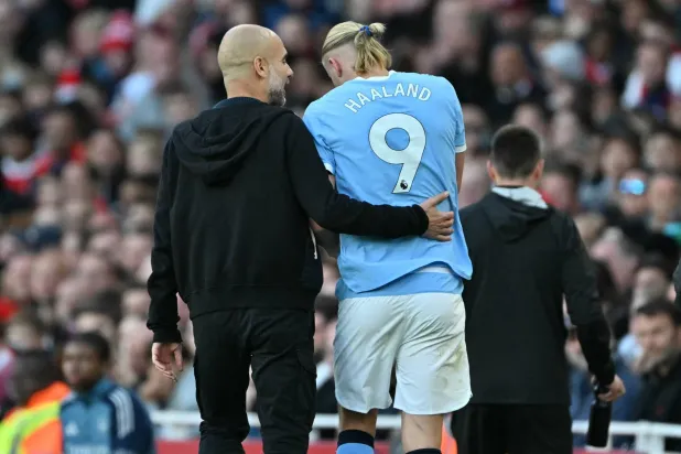 غوارديولا قال إن لم يكن هالاند مع السيتي كنا سنحلم به (أ.ف.ب)